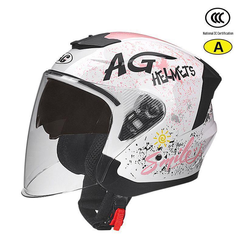 National Standard 3C Certified Winter Warm Double Visor Half Helmet for Men & Women, Electric Scooter & Motorcycle