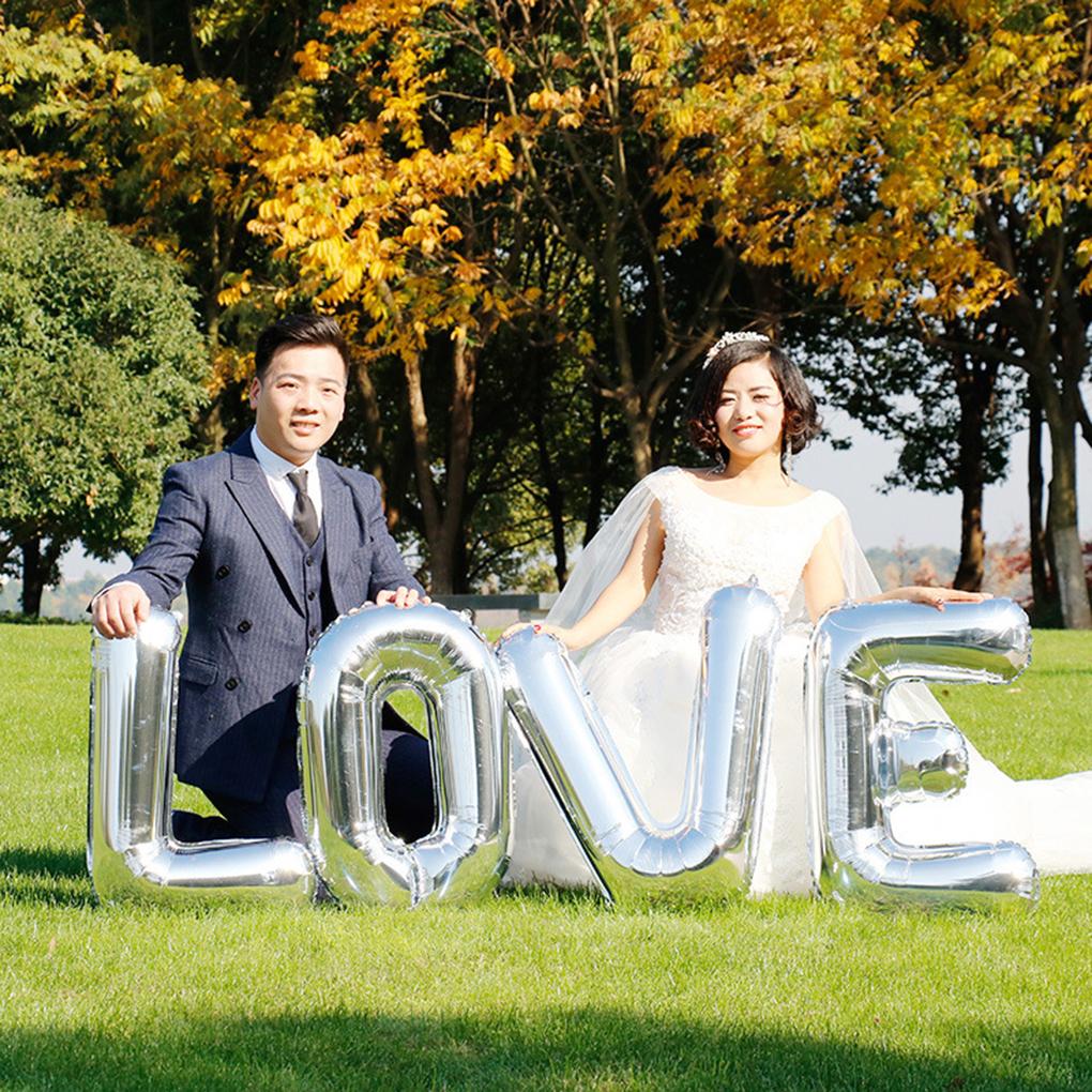 4pcs/set 32 Inch Silver Love Letter Aluminum Film Balloon Wedding Bridal Shower Anniversary Decor