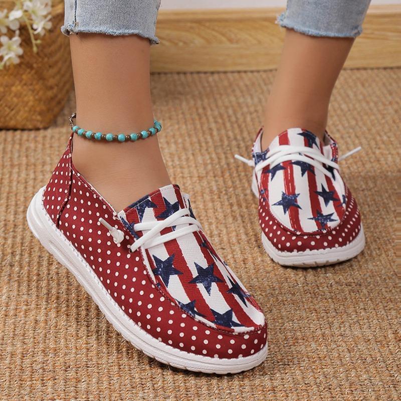 Plus-size Single Shoes Women's 2023 Spring New Star Stripe Low-top Pedaling Women's Shoes