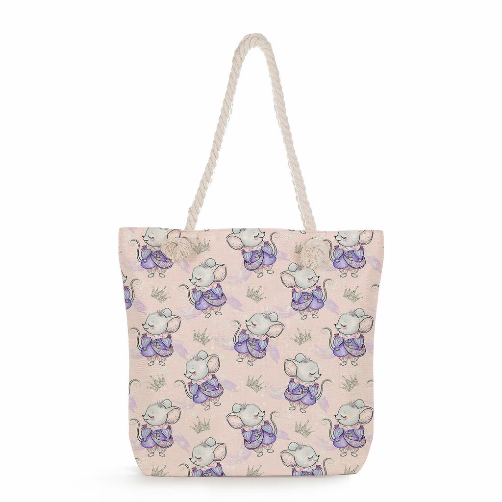 Ballet Print Thick Rope Single-shoulder Beach Bag 7246 CLE