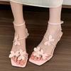 Fashion 2025 New Women Shoes Buckle Strap Women's Sandals Fashion Butterfly-knot  Sandals Woman High Quality Peep Toe Heeled Sandals
