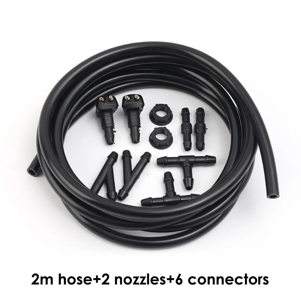 

Car Auto Windshield Washer Hose Wiper Blade Pipe Jet Spray Nozzle Water Fluid Tube Joiner Universal Connector Replacement Kit black 2m-set