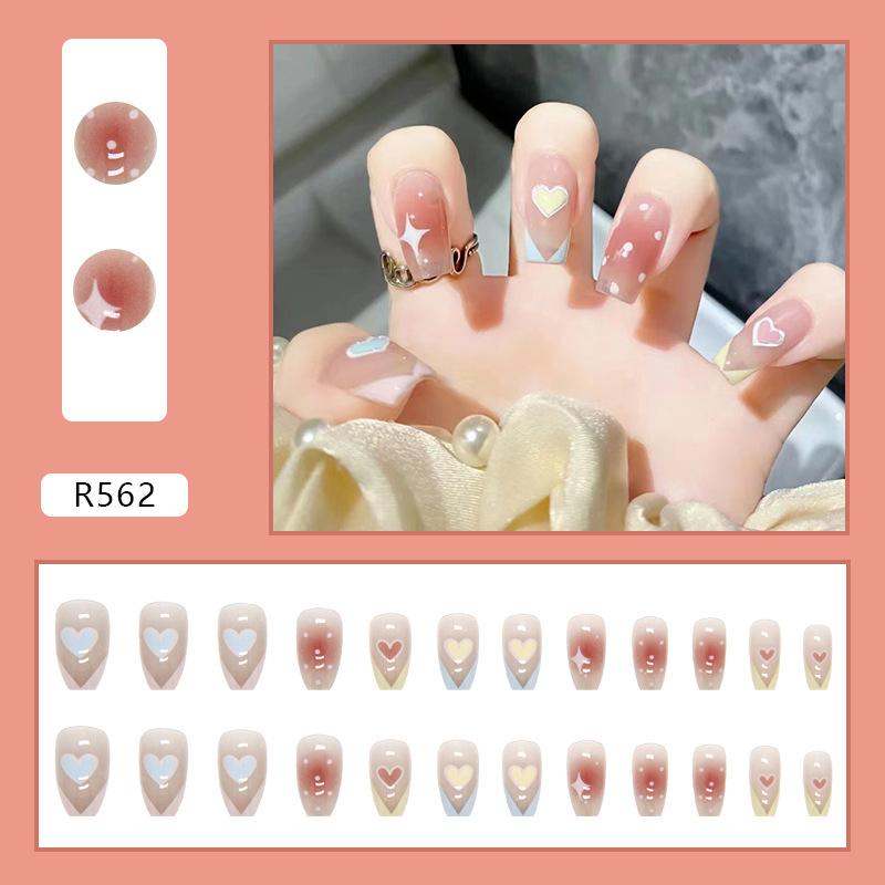24Pcs Cute  False Nails Patch Artificial Press On Wearing False Nails Detachable Fake Fingernails Full Cover Nail Tips