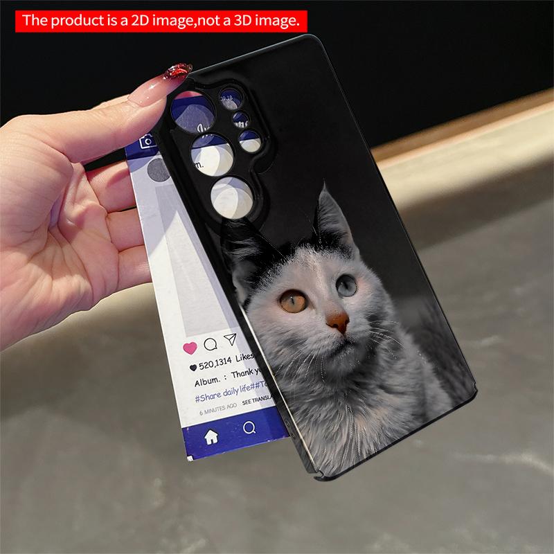 2DFlat Samsung Phone Case Dual-Eyed Cat Portrait Phone Case Applicable To Galaxy S23 S24 S25ULTRA S26 A12 A14 A15 A16 A54 A55