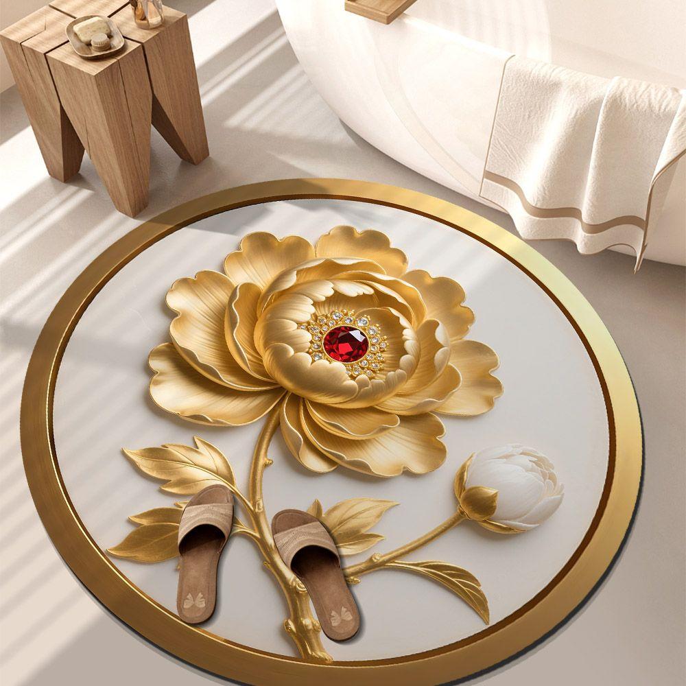 

Гостиная Домашний 3D Ковер Цветочный Напольный Коврик Круглый Домашний Коврик в Форме Лепестка Цветка Пион Diameter 80cm