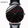 Geneva Fashion Men'S Leather Quartz Watch Casual Business Men'S Watch Slim Watch