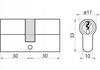 Cylinder insert 3030 mm Satin nickel 3 keys