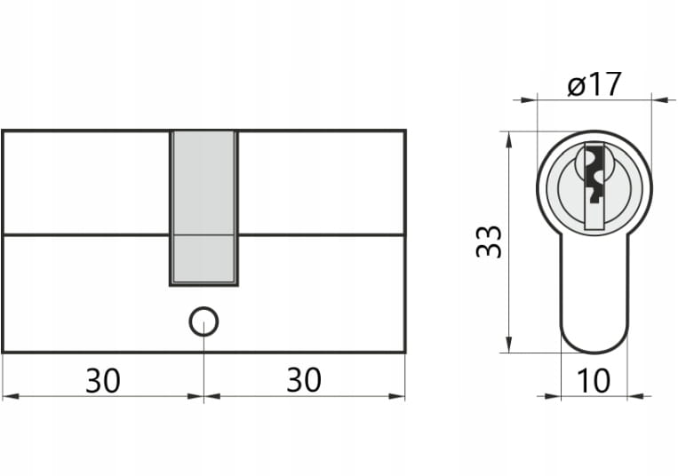 Cylinder insert 3030 mm Satin nickel 3 keys