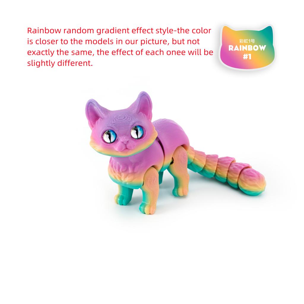 3D Printed Cute Cat Model Toys Sphynx Cat Ornament Realistic Hairless Figurine with Movable Joint Children's Funny New Year Gift