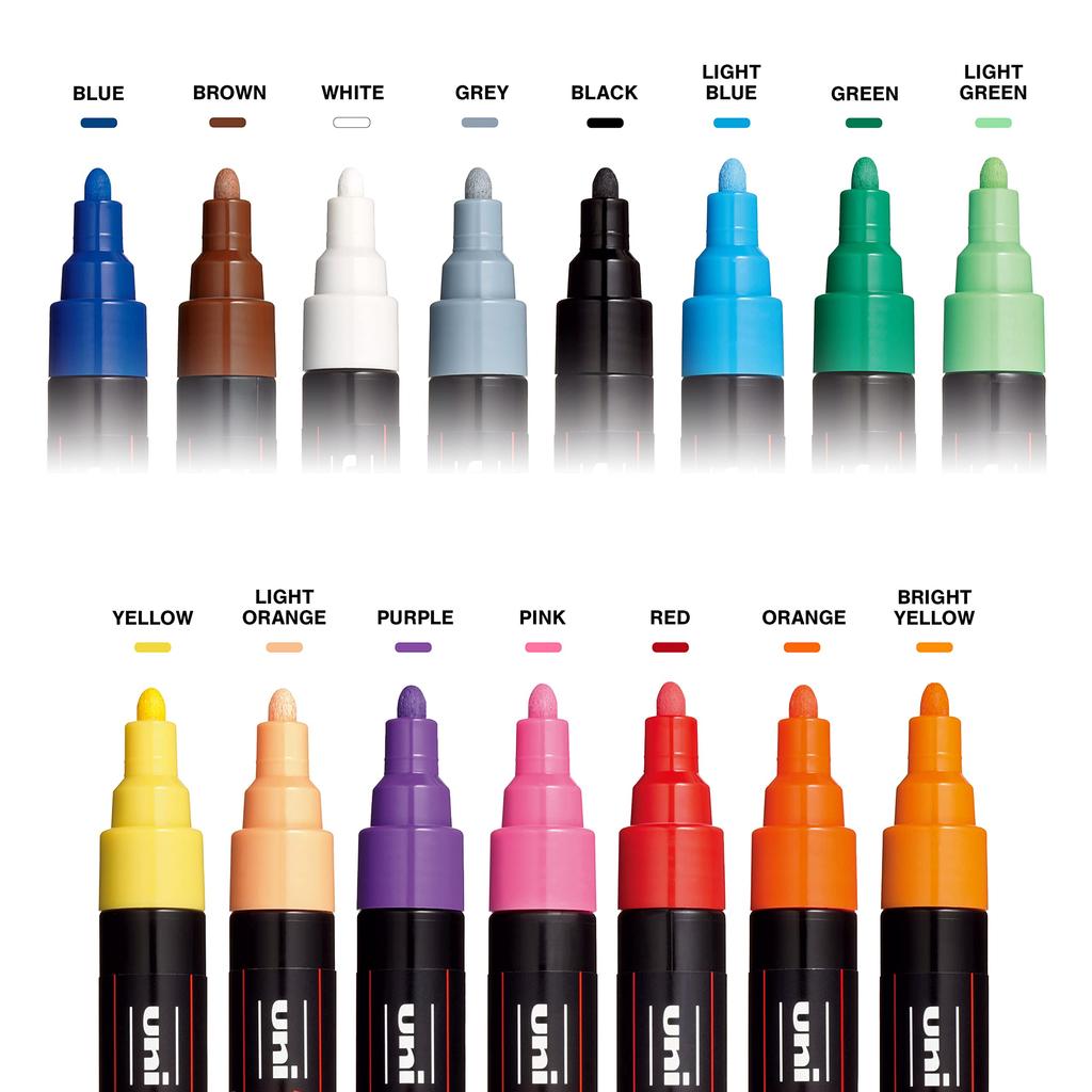Mitsubishi Pencil Water-based Pen Posca Fine Point Round Tip 15 Colors PC3M15C