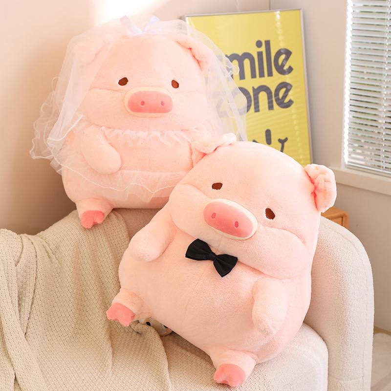 Cartoon Chubby Couple Pig Plush Toy Kawaii Stuffed Animals Wedding Suit Piggy Plushies Throw Pillow Doll Soft Toys Home Decor