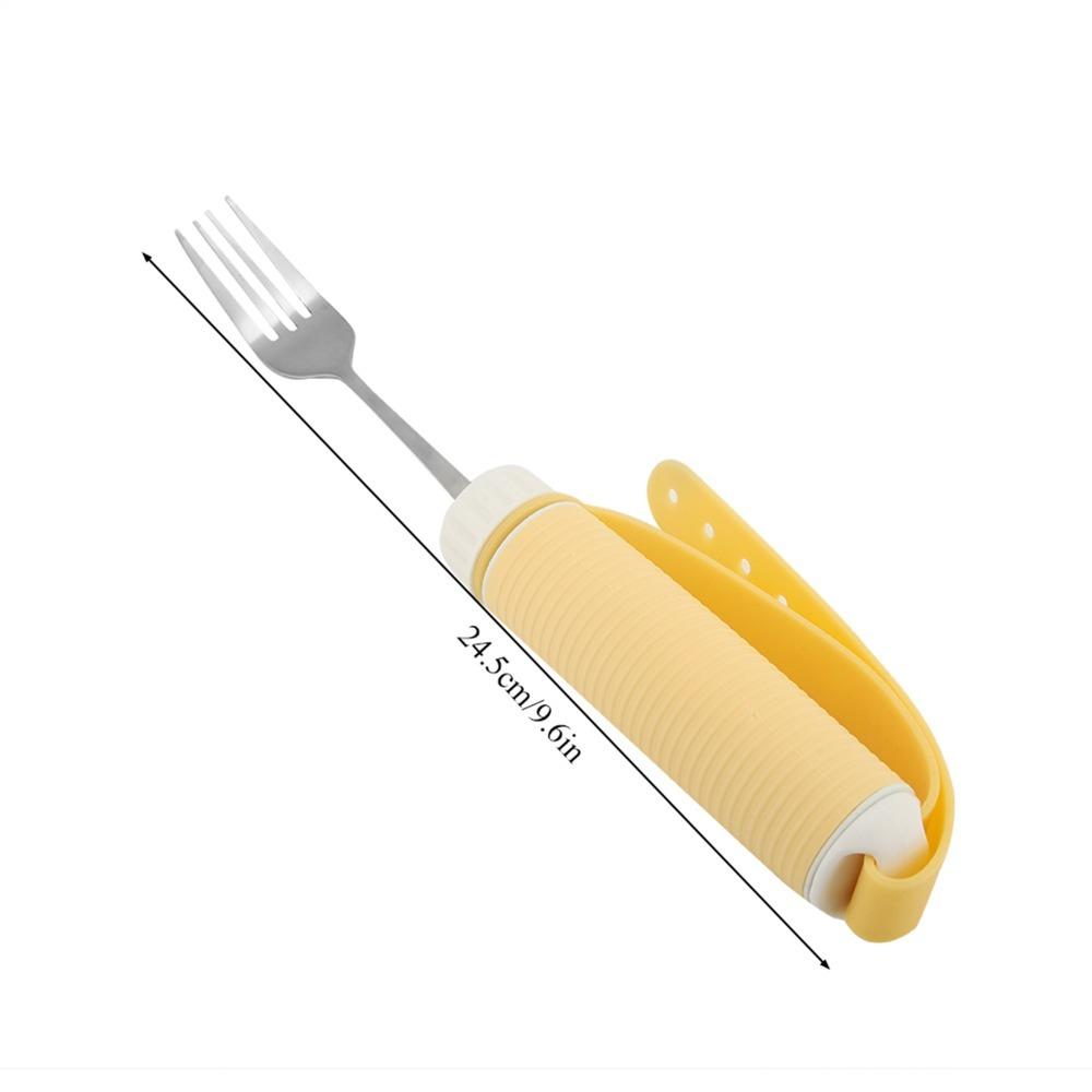 Silicone  Handle Anti Tremor Fork Metal Main Adaptive  Fork Anti Drop Aid Fork  Self Feeding