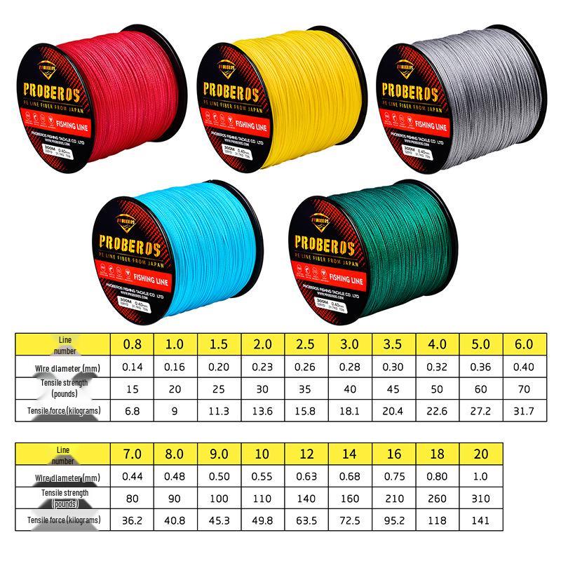 9-Strand 300m PE Braided Fishing Line for Rock and Sea Fishing