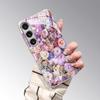 Floral Bloom Pattern 2D Phone Case for Samsung S26 S25 S24 S23 S22 S21 S20 A56 A36 A16 - Electroplated Glass Protective Cover