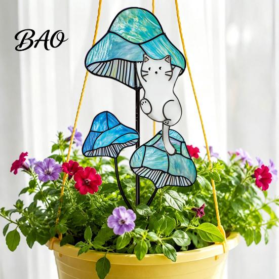 Colorful Yard Stakes Planter Insert Stake, Double-Sided, Flower Pot Decor Metal Garden Decorative Insect Animal Stake for Plant Pots Bed Decoration