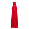 Fashion Style 2024 Fall and Winter New Women's Clothing Hanging Collar Silk Satin Texture Sleeveless Dress 8739331