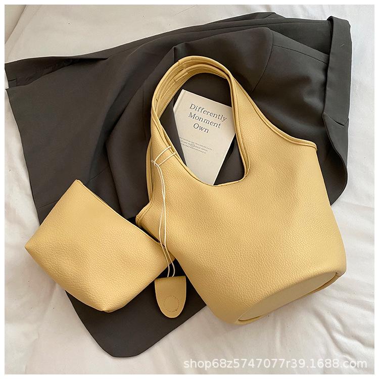 Popular underarm big bag women's 2025 new lychee pattern large capacity tote bag fashionable and versatile commuter shoulder bag