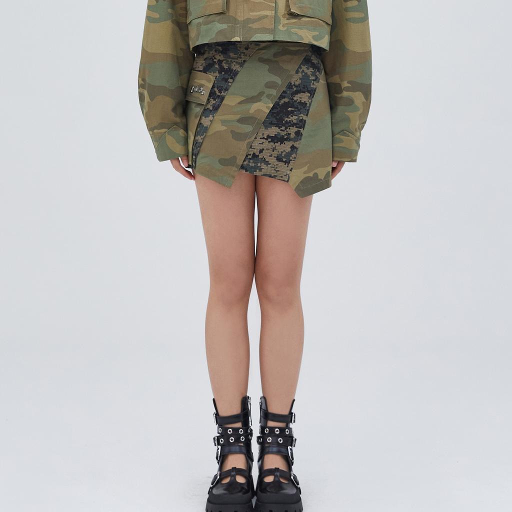 Lara Fox Kamo Skirt Khaki Bq2Ws001
