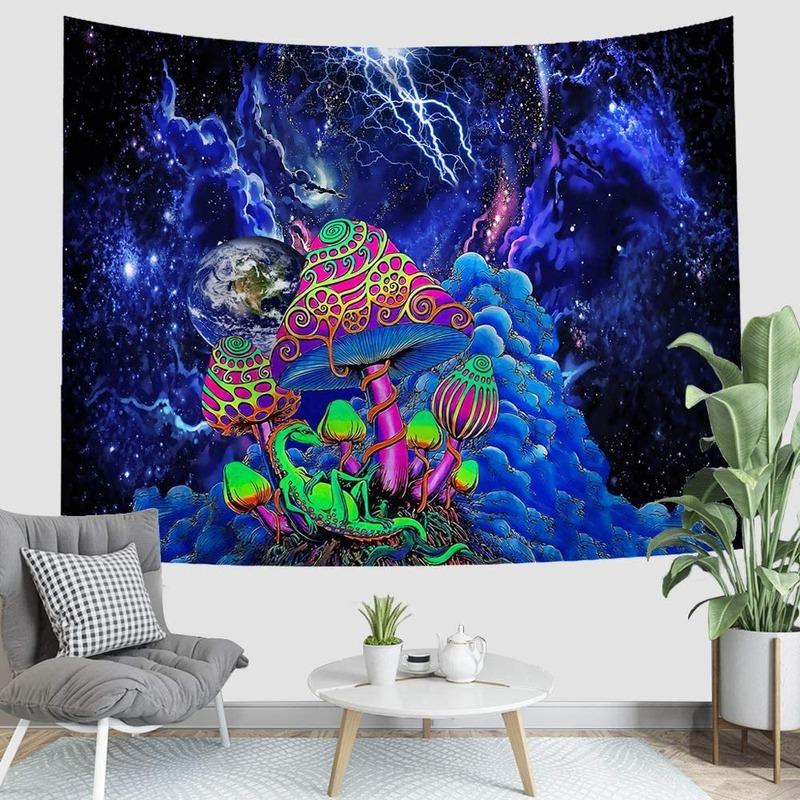 Forest Castle Psychedelic Tapestry Wall Hanging Fairy Tale Tapestry Magic Tree Cartoon Tapestry Sleeping Decorative Tapestry