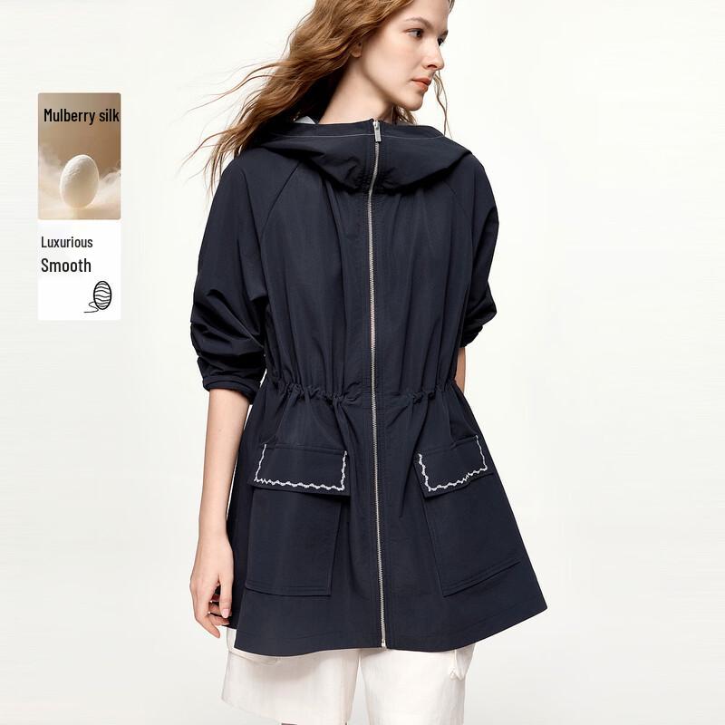 ELLE Women s Modern Color-block Hooded Jacket XL темно-синий