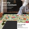 Floral Floor Mat Stain Resistant Washable Non-Slip Area Rug Thick Faux Wool Carpet