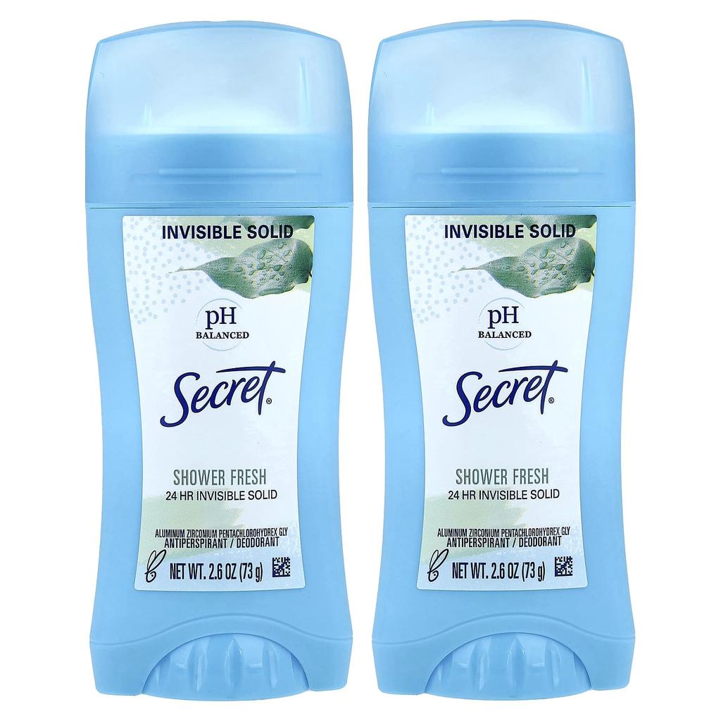 Ph Balanced Transparent Solid, Antiperspirant/Deodorant, Shower Fresh, 2 Pack, 73G (2.6Oz) Each