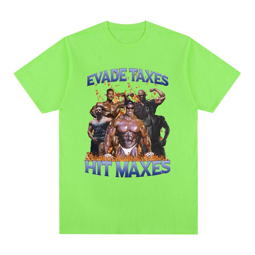 Vyhýbejte se daním Hit Maxes Gym Meme Grafické tričko Pánská móda Hip Hop Vintage Trička s krátkým rukávem 100% bavlna Tričko Nadměrné