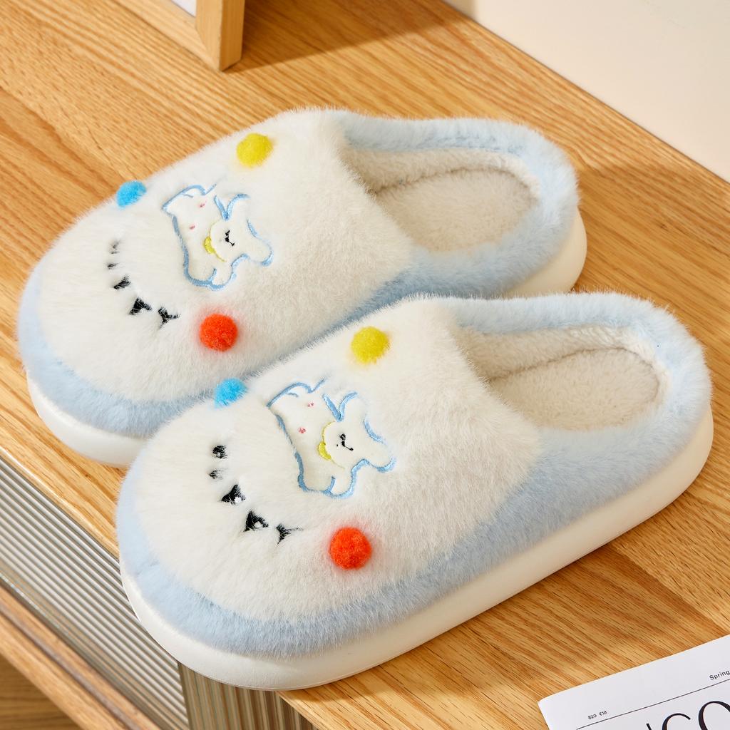 Cartoon Women Home Slippers Plush Warm Thick Bottom Slides Cute Soft Non-slip Slippers Indoor Outdoor Men Casual Slippers