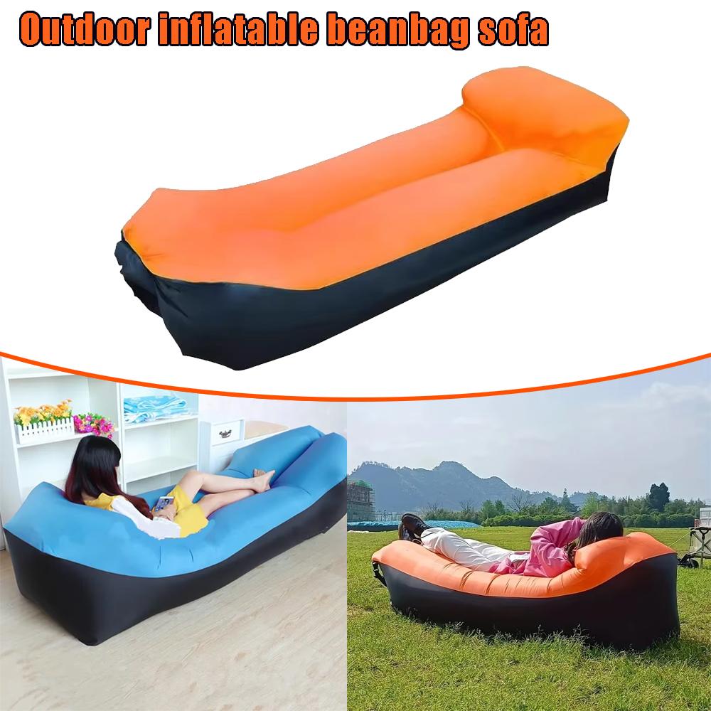 Air Sun Inflatable Lounger Outdoor Portable Blow Up Sofa Bag Banana Camping Chair Inflatable Air Bed Beanbag