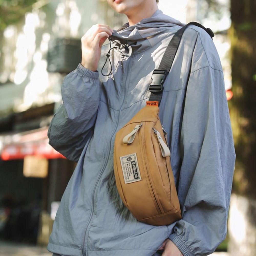 Solid Color Crossbody Chest Bag Nylon Waist Bag Chest Bags Japanese Harajuku Crossbody Bags Men
