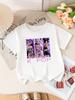 Girls K-POP Halloween Demon Idol Print Short Sleeve T-Shirt Cute Cartoon Graphic Tee Kids Summer Casual Top