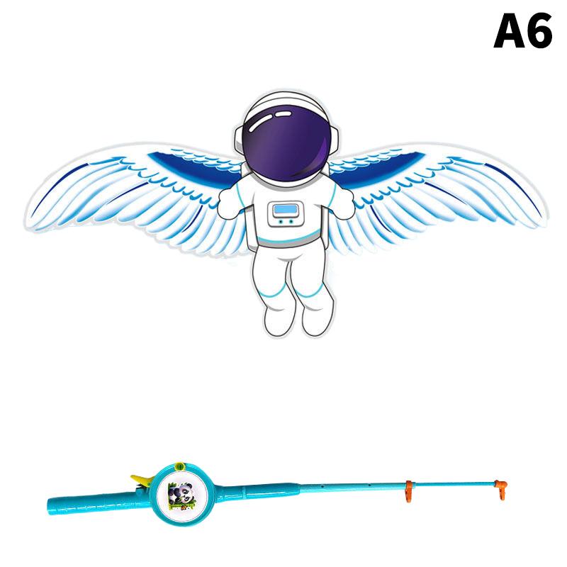 Children Kite Toy Cartoon Eagle Foldable Mini Plastic Toys Kite Hand Brake Fishing Rod Butterflies Movable Wings Outdoor Toy
