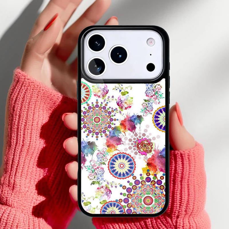 Elegant Mandala Floral Design Phone Case for iPhone 17 16 15 14 13 Pro Max Back Cover for 12 11 Pro Coque