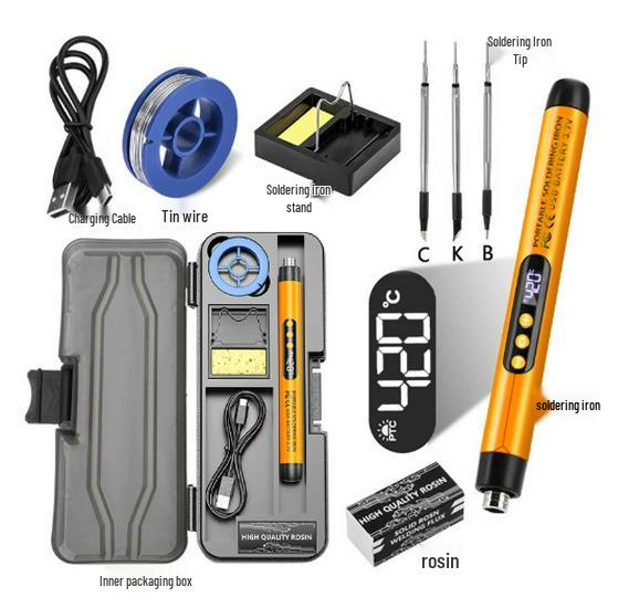 Cordless USB Digital Display Soldering Iron with 1000mAh Battery, Portable Internal Heating Tool for Household Use