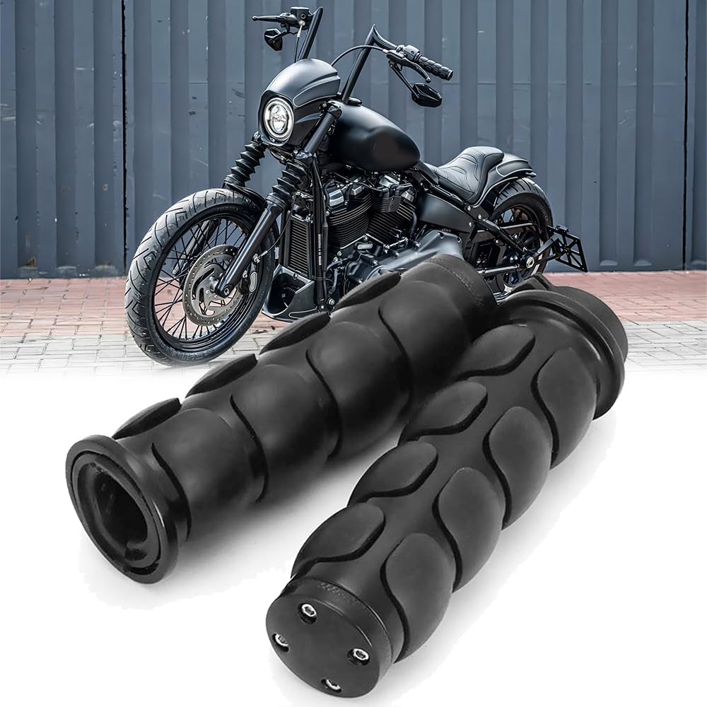 Black 1" Motorcycle Handlebar Hand Grips w/Throttle Compatible with Sportster 883 Street Bike Dirt Bike Cruiser and Chopper (Black Flat Angle)