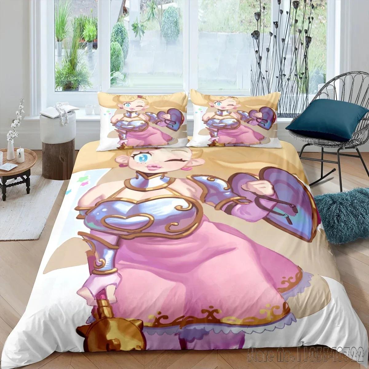 

Lovely Princess Peaches 3D Printed Duvet Cover Set HD Comforter Cover for Kids Bedding Sets Bedclothes Bedroom Decor AU Queen 210x210cm