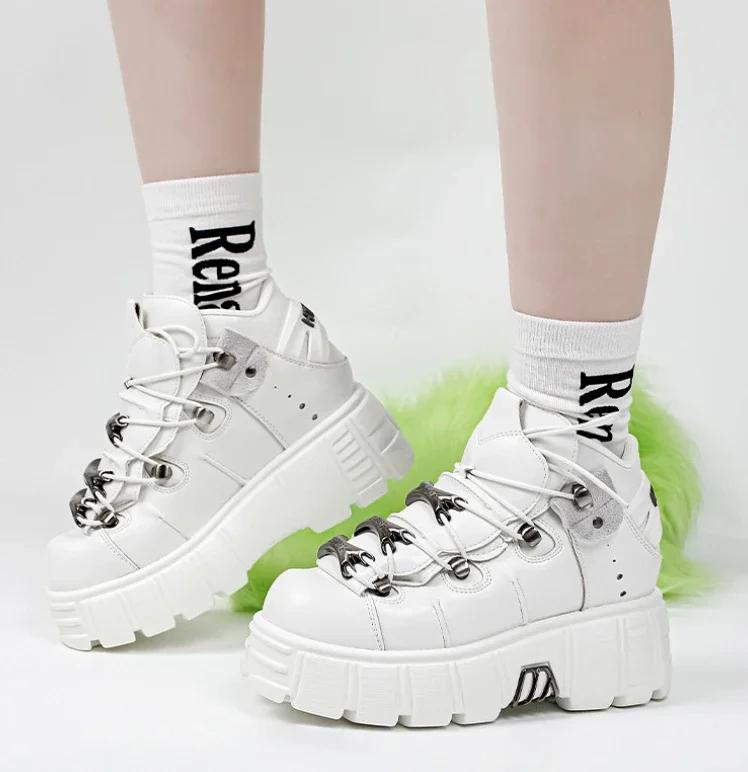 Fashion Spring new women's shoes heavy metal thick soles high top punk small leather  Gothic dark motorcycle boot tide Valentine's Day