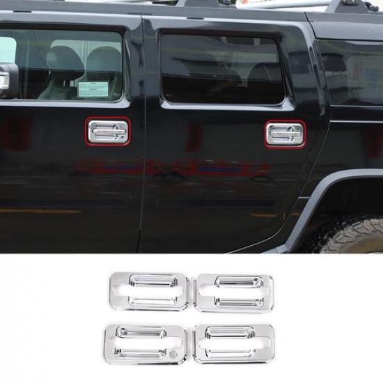 4PCS Chrome ABS External Car door handle bowl cover Trim For Hummer H2 2003-09