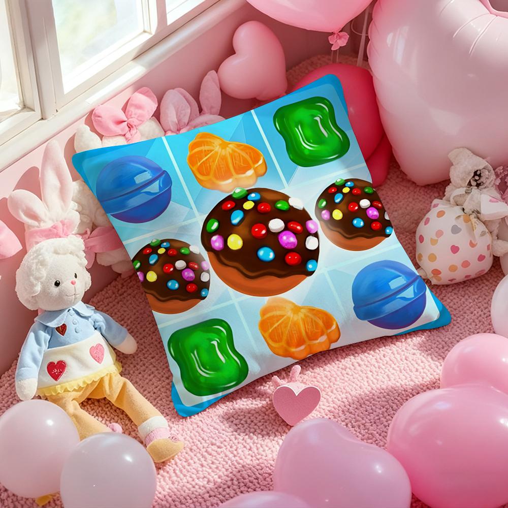Games C-Candy Crush Sagaes Cushion Cover Pattern Printed Pillowcase for Living Room Sofa Cushion Cover & Bedroom Decor