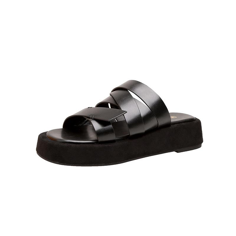 Square-toed Thick-soled Beach Casual Shoes with Flip-flops for Women To Wear Outside