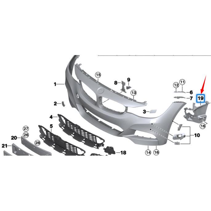 BMW 3 Series F34 GT M Fog Light Bracket - Part Numbers 51118057189, 51118057190