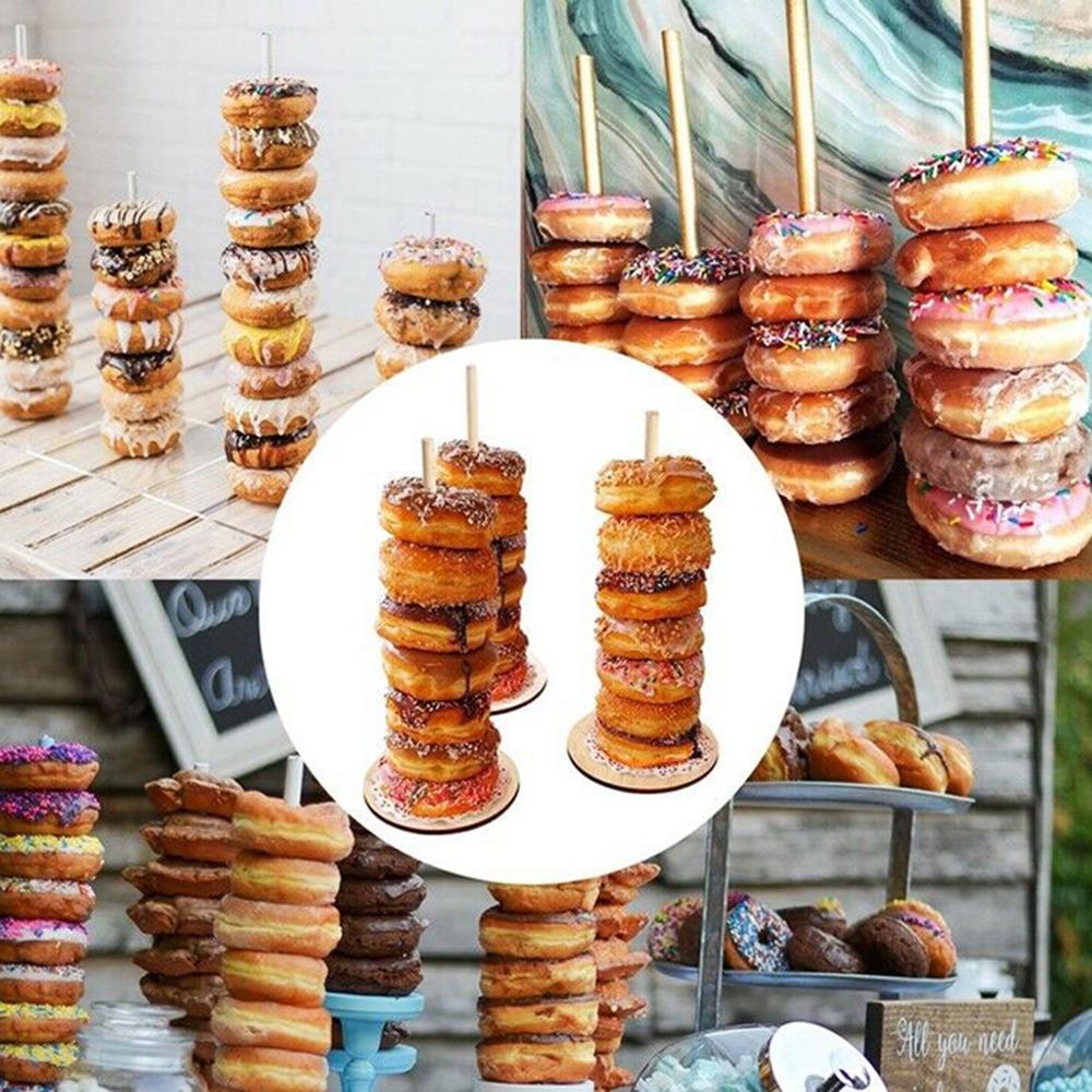 5pcs Detachable Design Wooden Donut Stand Wood Donut Display Stand Donut Wall Bracket Wedding Party