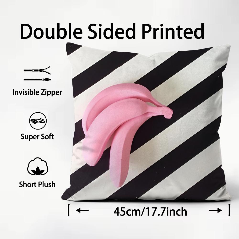 Funny Tropical Plant Fruits Cushion Cover Plush Fabric Soft DoubleSided Printed Sofa Warm Winter Home Child Gift Pillow Case