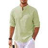 Men's Long Sleeved Stand Up Collar Plaid Casual Shirt