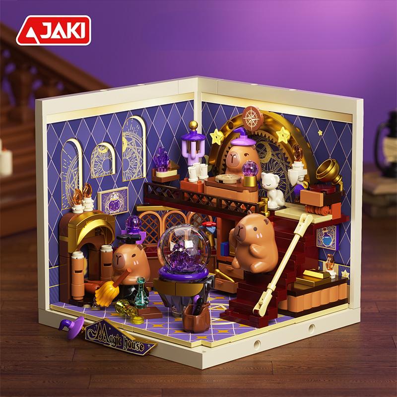Capybara Super Town Series Building Blocks Retro Model Ornaments Bricks Desktop Ornaments Kids Educational DIY Toy Holiday Gifts