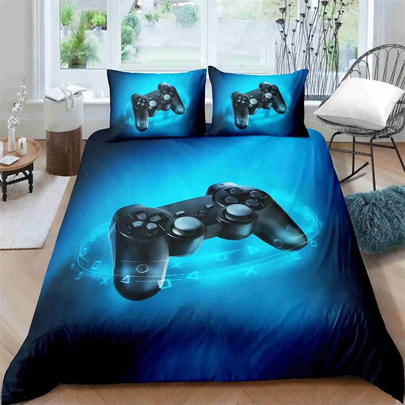 Gamer Sengesett for soverom Myk Moderne Gamepad Sengetepper Komfortabelt Dynetrekk for barn Videospill Dynetrekk og putetrekk