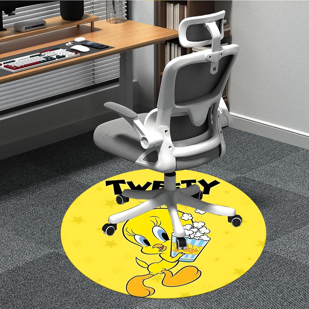 

1pc Looney Tunes Tweety Popcorn Office Round Area Rug, Under Office Chairs Bedroom Living Room Home Decor, Available in Various Sizes 80cm by 80cm