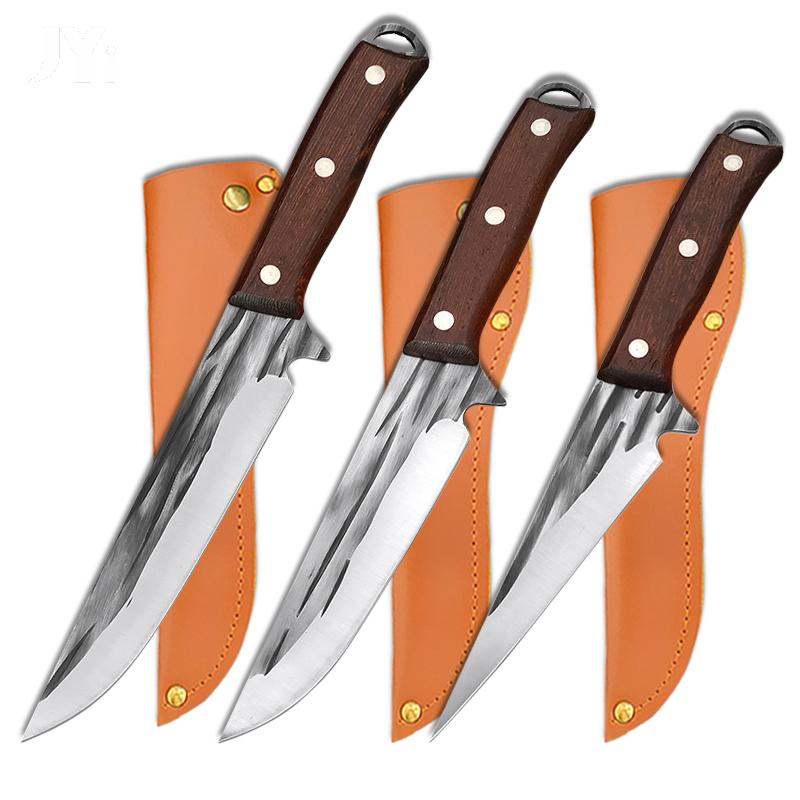 Kitchen Boning Knife Forged Meat Cleaver Butcher Knife with Wood Handle Peeling Cutter Fishing Utility Knife with Gift Sheath