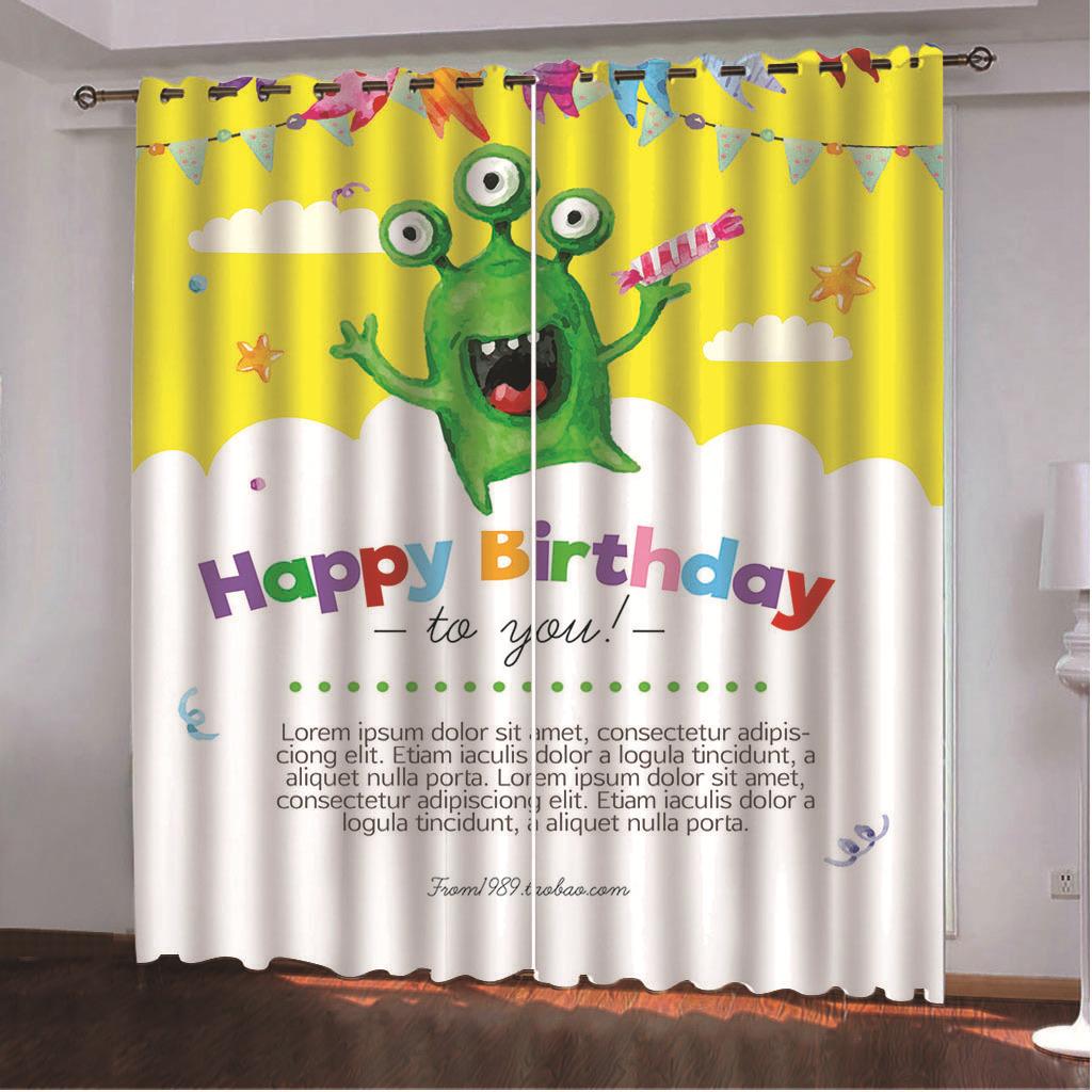 Cartoon Monster Funny Series High Density Blackout Curtain 3D Digital Printing