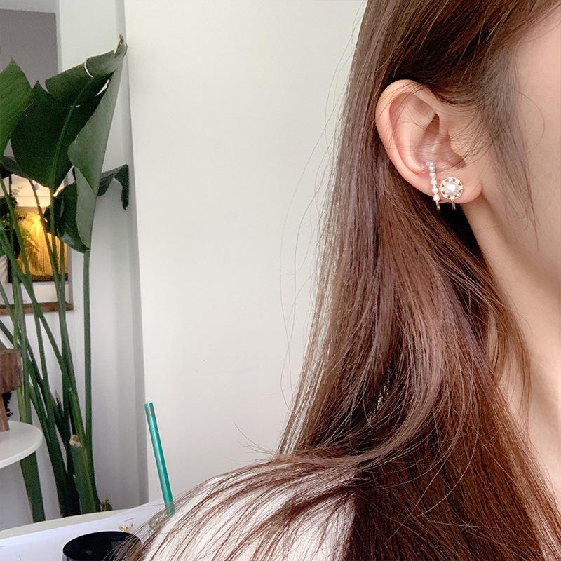 New 911 silver needle exquisite small pearl simple female personality earrings temperament versatile earrings